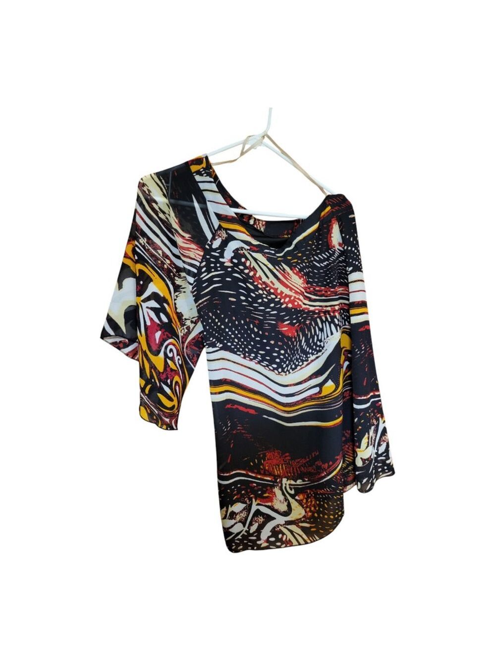 Stylish Sheer 3/4 Sleeve Shoulder-Exposed Top